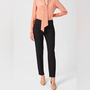 Laurèl Triacetate Cropped Tapered Cigarette Pants Size 8 Black Split Hem